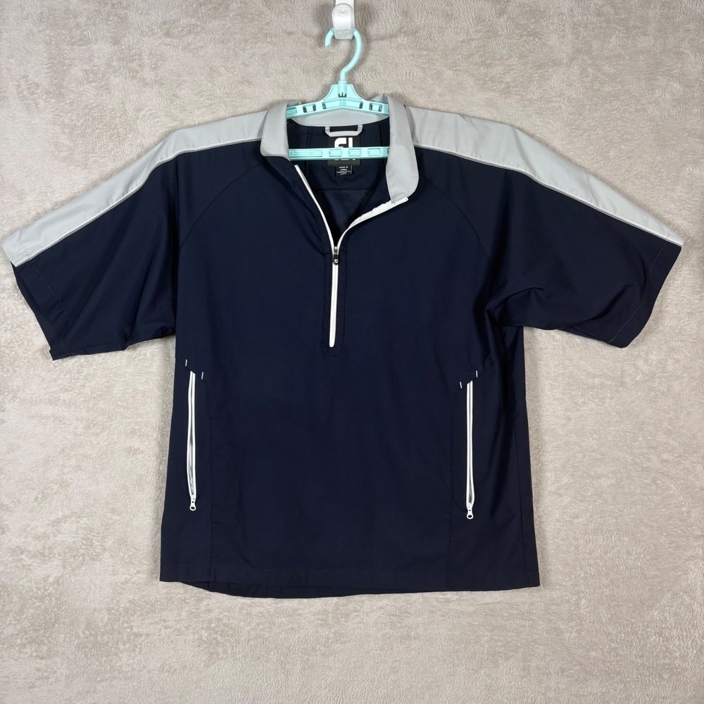 FootJoy Windshirt Mens Large Navy Blue Short Sleeve Golf Pullover Short Sleeve